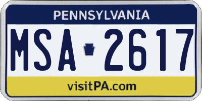 PA license plate MSA2617
