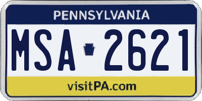 PA license plate MSA2621