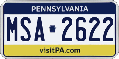PA license plate MSA2622