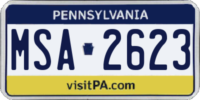 PA license plate MSA2623