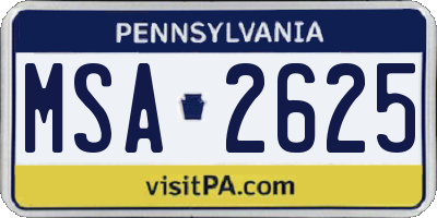 PA license plate MSA2625