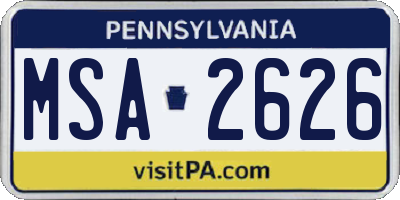 PA license plate MSA2626