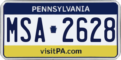PA license plate MSA2628