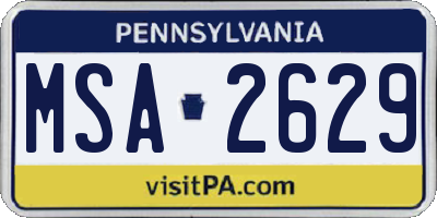 PA license plate MSA2629