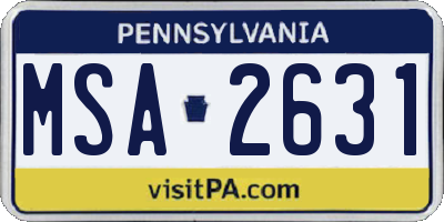 PA license plate MSA2631