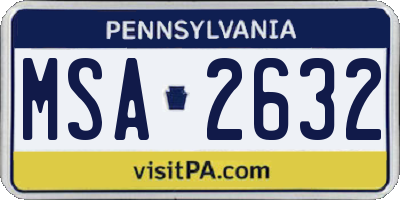PA license plate MSA2632