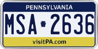 PA license plate MSA2636