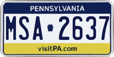 PA license plate MSA2637