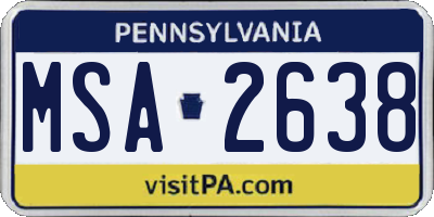 PA license plate MSA2638