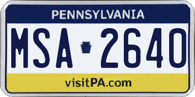PA license plate MSA2640