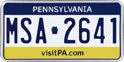 PA license plate MSA2641