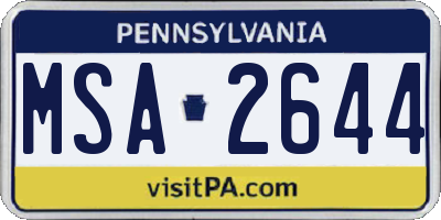 PA license plate MSA2644