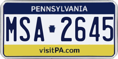 PA license plate MSA2645