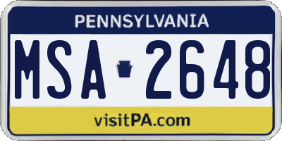 PA license plate MSA2648