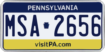 PA license plate MSA2656