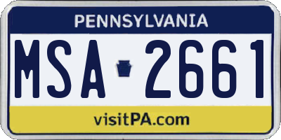 PA license plate MSA2661
