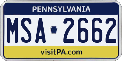 PA license plate MSA2662