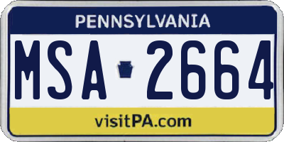 PA license plate MSA2664