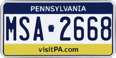 PA license plate MSA2668