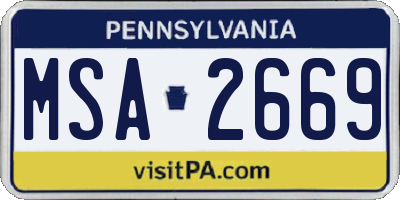 PA license plate MSA2669
