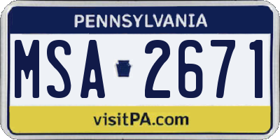 PA license plate MSA2671