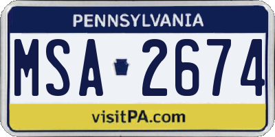 PA license plate MSA2674