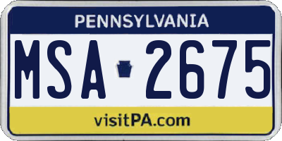 PA license plate MSA2675