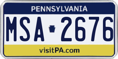 PA license plate MSA2676
