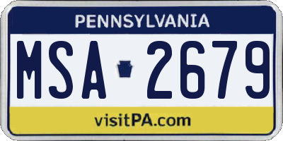 PA license plate MSA2679