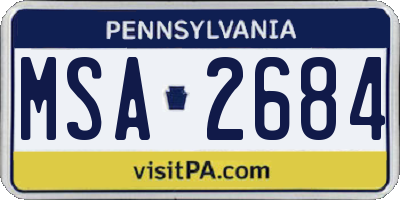 PA license plate MSA2684