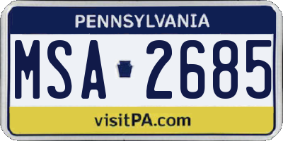 PA license plate MSA2685