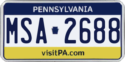 PA license plate MSA2688