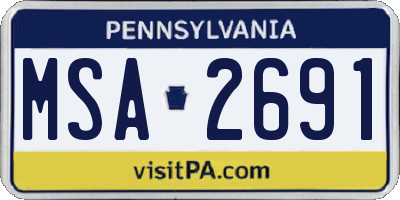 PA license plate MSA2691