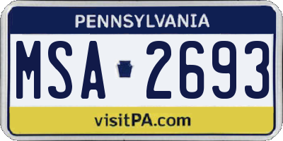 PA license plate MSA2693