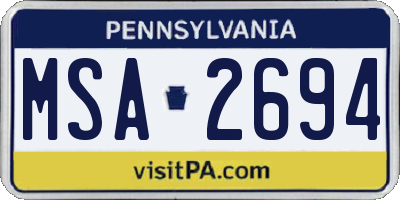 PA license plate MSA2694