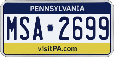 PA license plate MSA2699