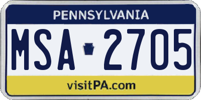 PA license plate MSA2705