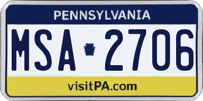 PA license plate MSA2706