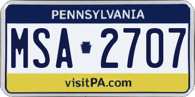 PA license plate MSA2707