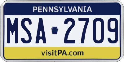 PA license plate MSA2709