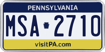 PA license plate MSA2710