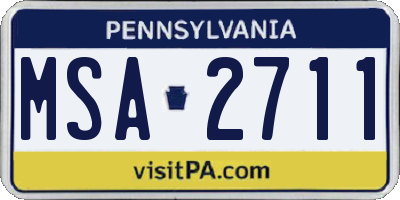 PA license plate MSA2711
