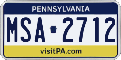 PA license plate MSA2712