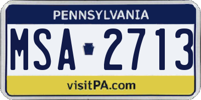 PA license plate MSA2713
