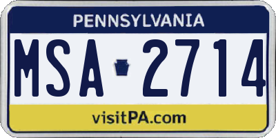PA license plate MSA2714