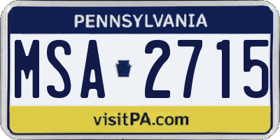 PA license plate MSA2715