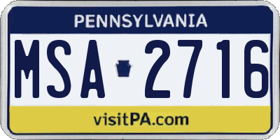 PA license plate MSA2716