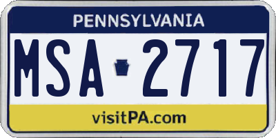 PA license plate MSA2717