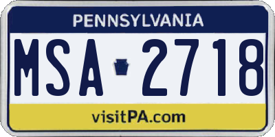 PA license plate MSA2718