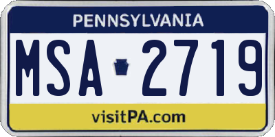 PA license plate MSA2719
